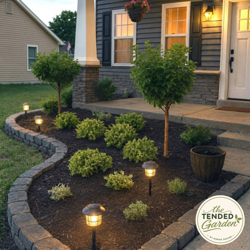 Poured concrete and a climbing fig wall create a modern, low-maintenance side yard landscaping look